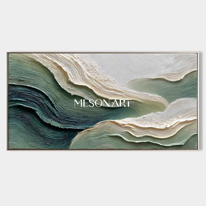 3D Green Mountain Texture Canvas Wall Painting Green Gable Wall Decor