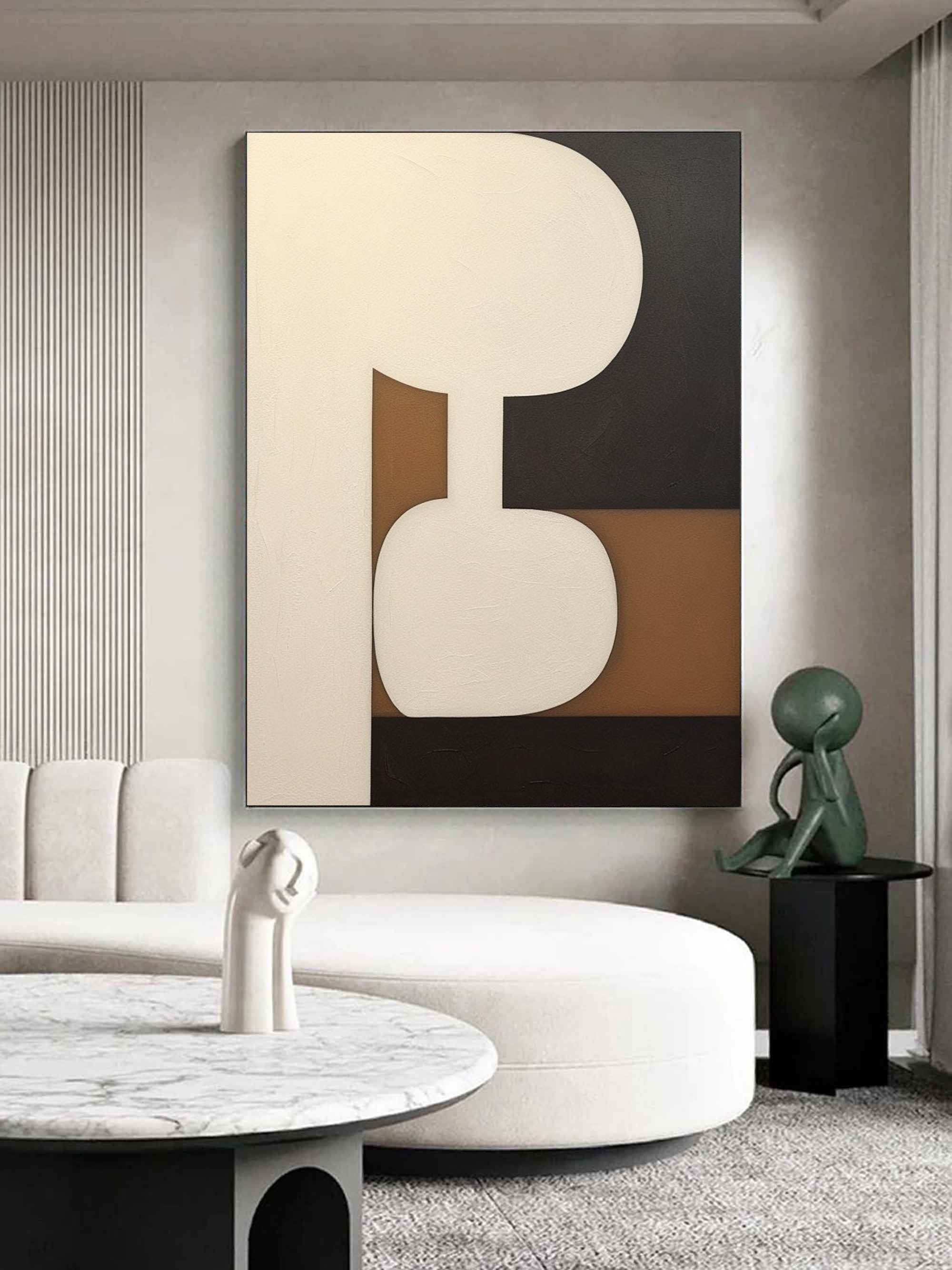 Beige Abstract Art Canvas Large Beige Minimalist Wall Art Decoration Beige Minimalist Oil Painting