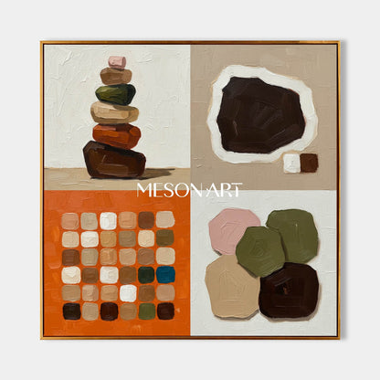 Large Neutral Tones Contemporary Minimalist Handmade Canvas Bedroom