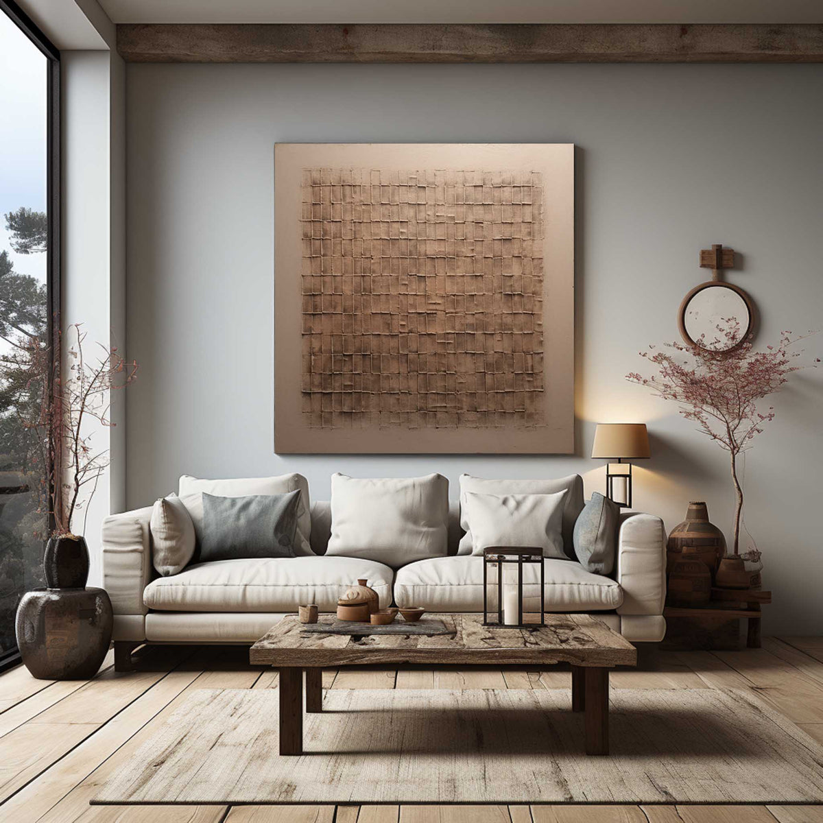 Brown And Beige Minimalist Texture Abstract Art Canvas Natural Color ...