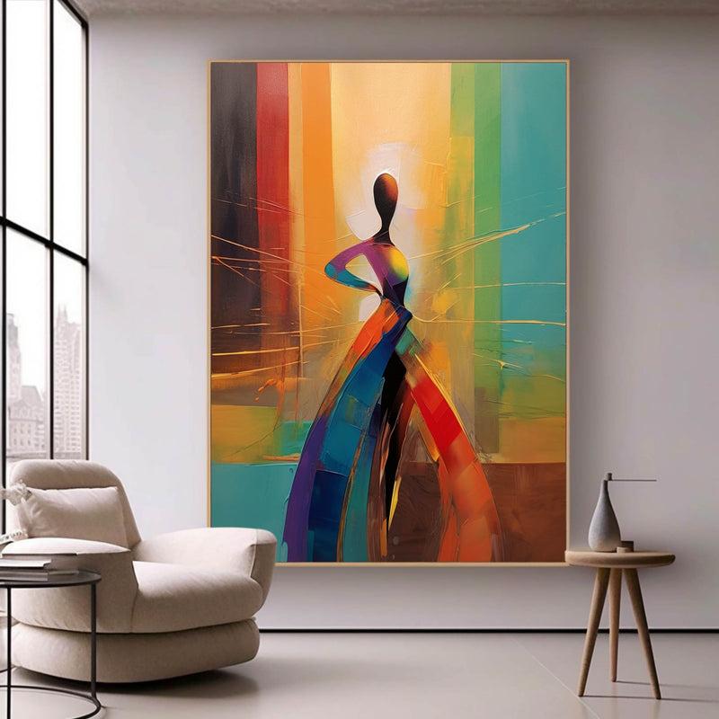 Abstract Woman Palette Oil Painting Dancing Woman Palette Canvas Art Dancing Girl on Canvas