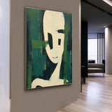 Green Abstract Art On Canvas Green Minimalist Abstract Oil Painting Wabi Sabi Art Wall Decoration