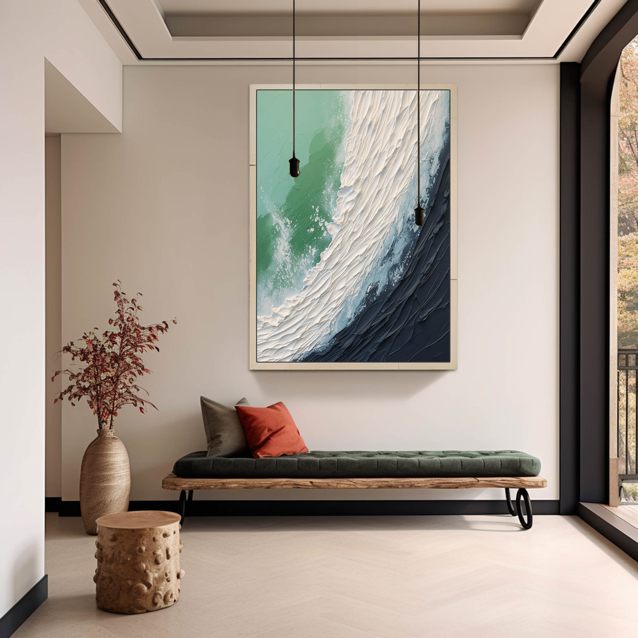 Large White And Blue Sea Texture Wall Painting Plaster Art On Canvas Sea Texture Wall Art Decor