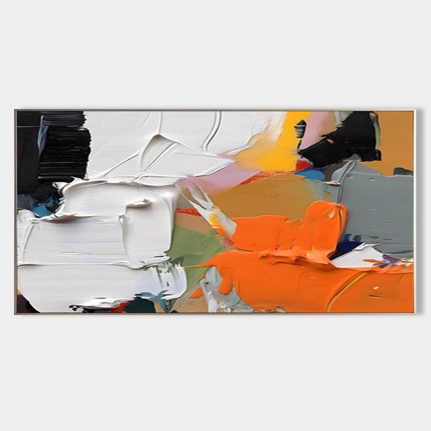 Extra Large Orange and White Textured Painting Orange and White Textured Canvas Wall Art for Sale