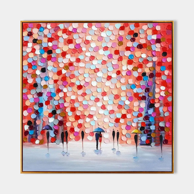 Palette Knife Canvas Oil Painting Palette Knife Texture Wall Art Colorful Abstract Textured Painting