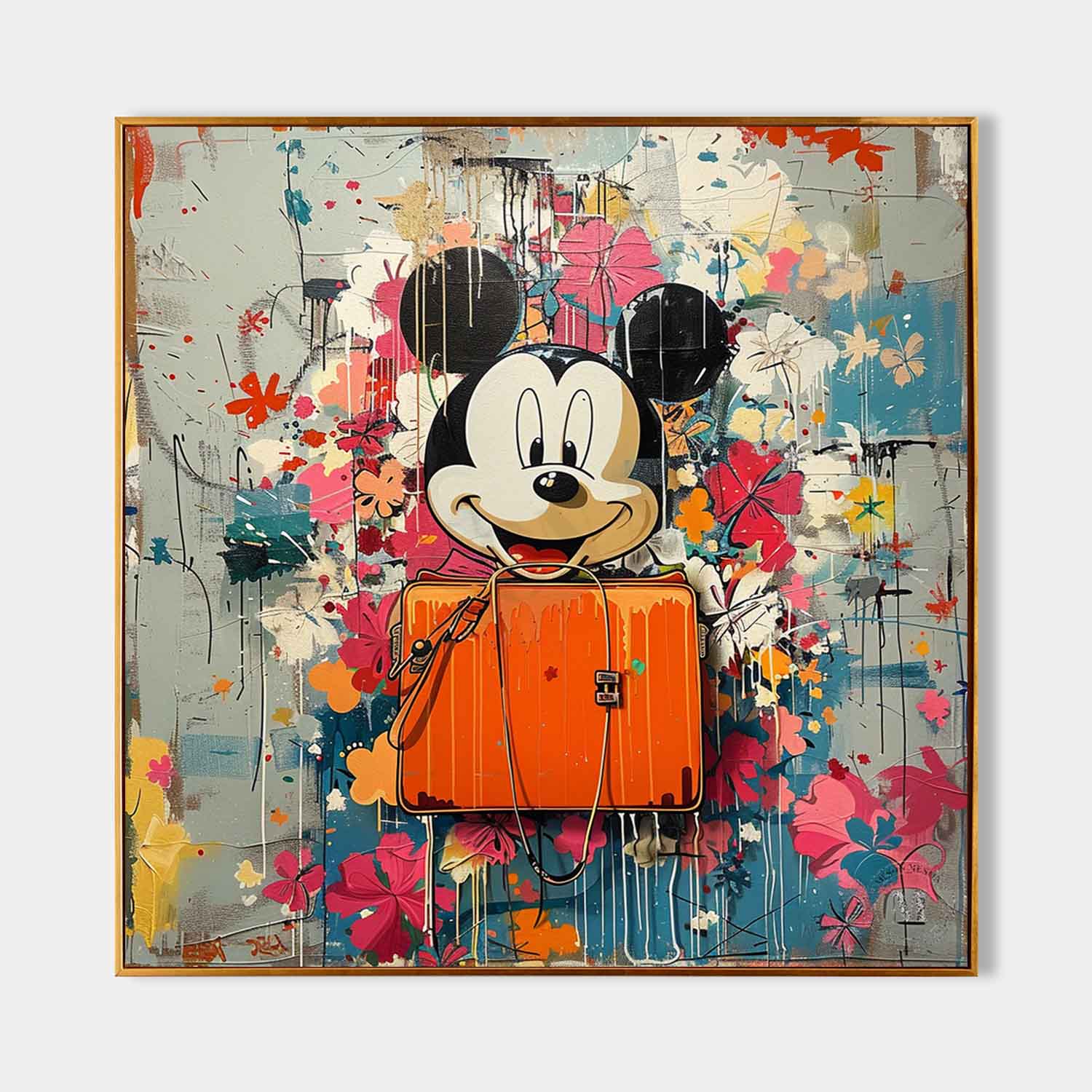 Smiley Mickey Mouse and Hermes Orange Bag Art for Sale Hermes Orange Bag Wall Art Decoration