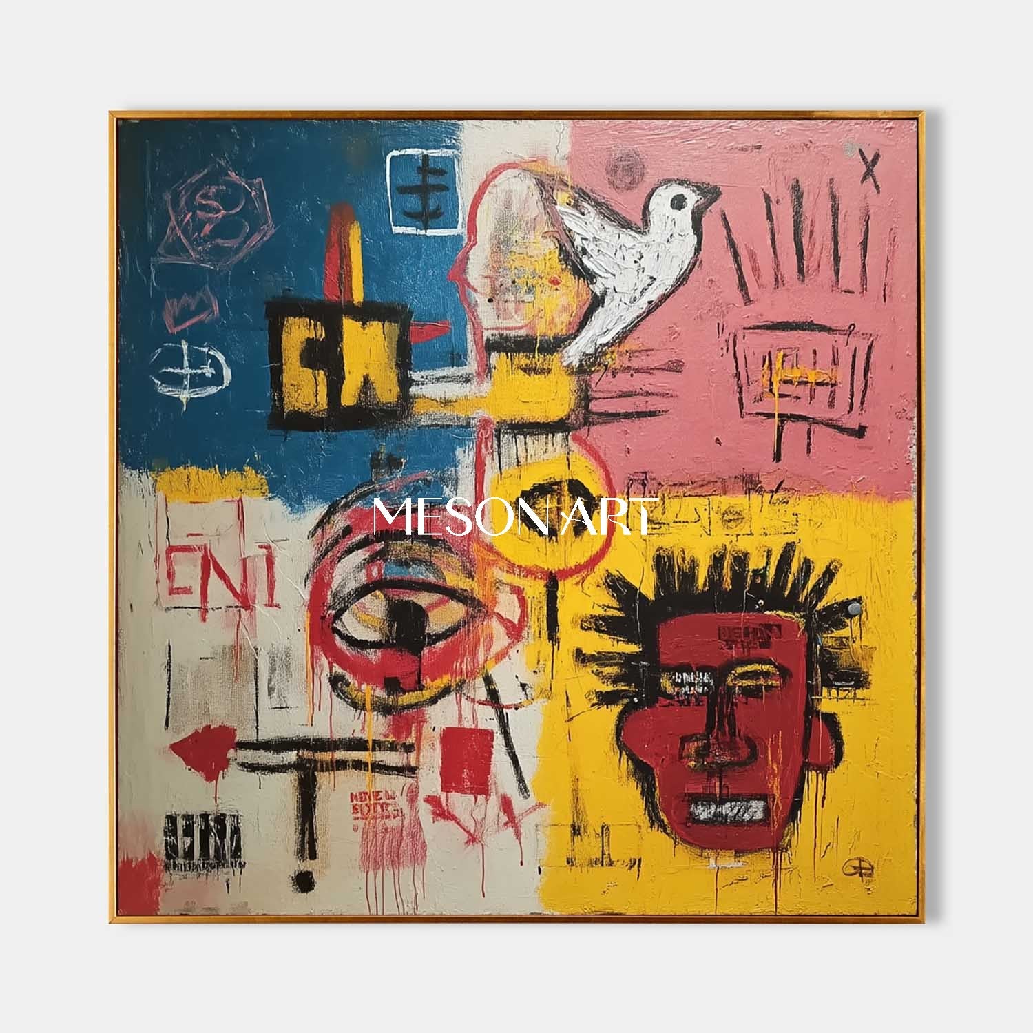 Graffiti Inspired Pop Art Canvas Bold Colors Urban Symbols Modern Wall