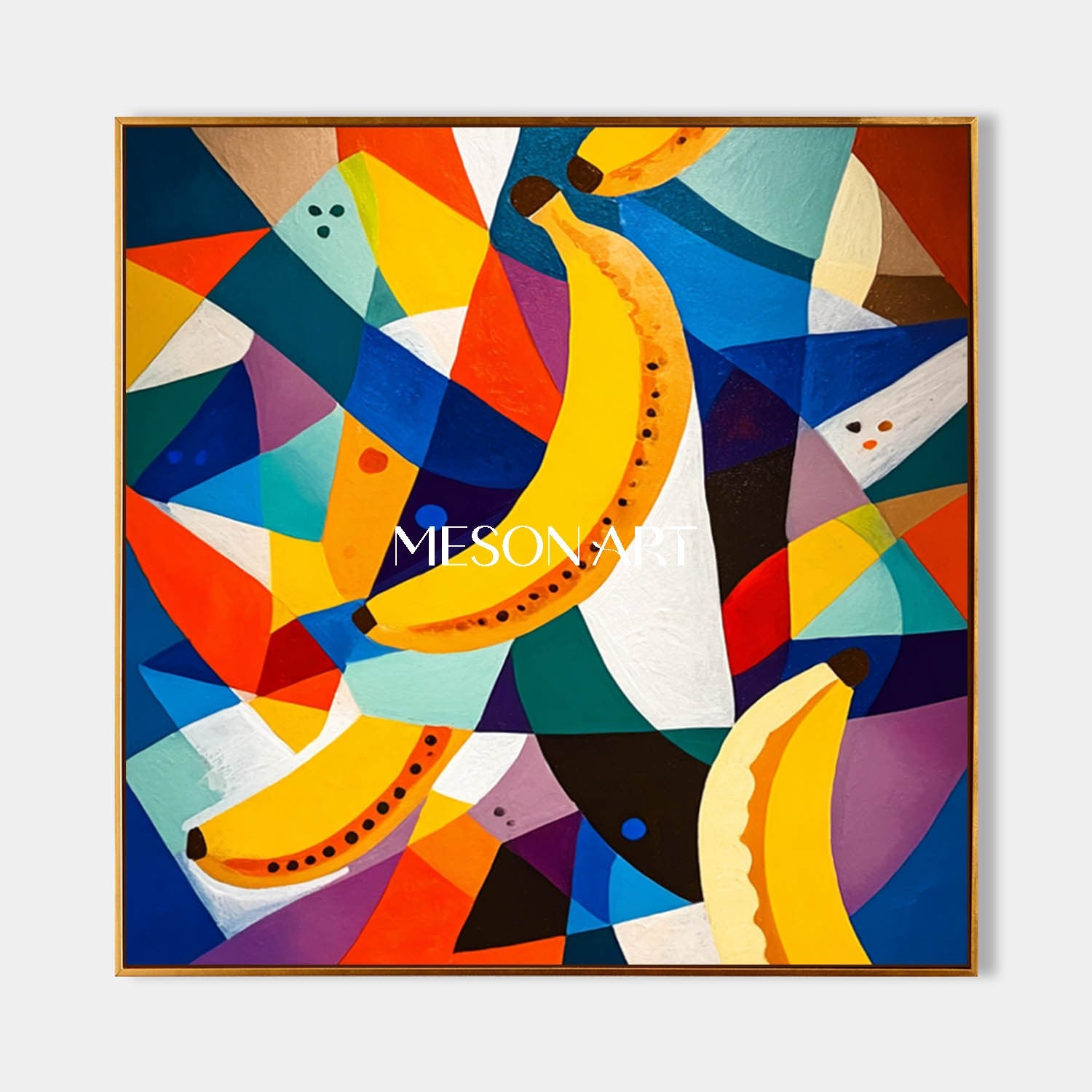Modern Abstract Banana Painting Colorful Geometric Canvas Art Kitchen