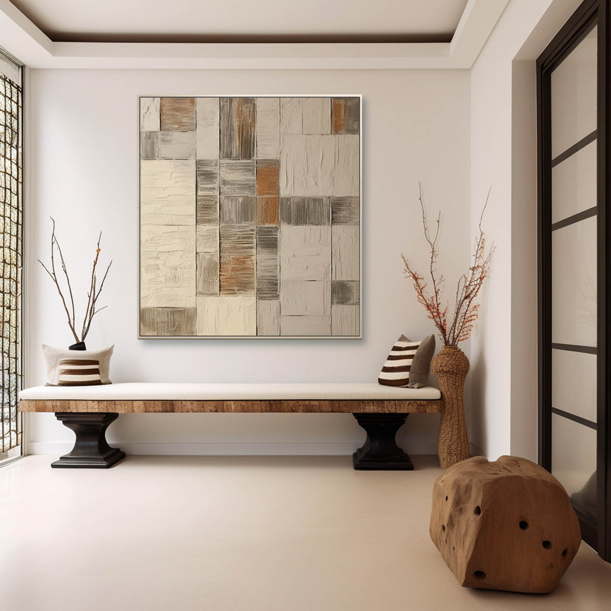 Beige and Brown Modern Minimalist Wall Art Wabi Sabi Art Decor Textured ...