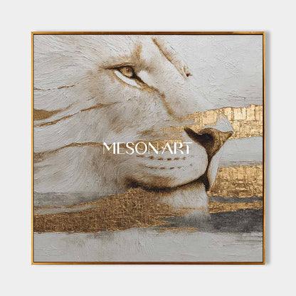 Luxuray Modern Lion Wall Decor Abstract Golden Textured Realism Painting