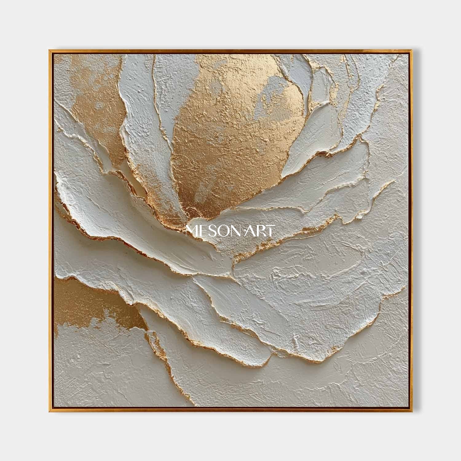 Gold and White Floral Plaster Canvas Art for Sale Modern Plaster Wall Art Decoration Ideas
