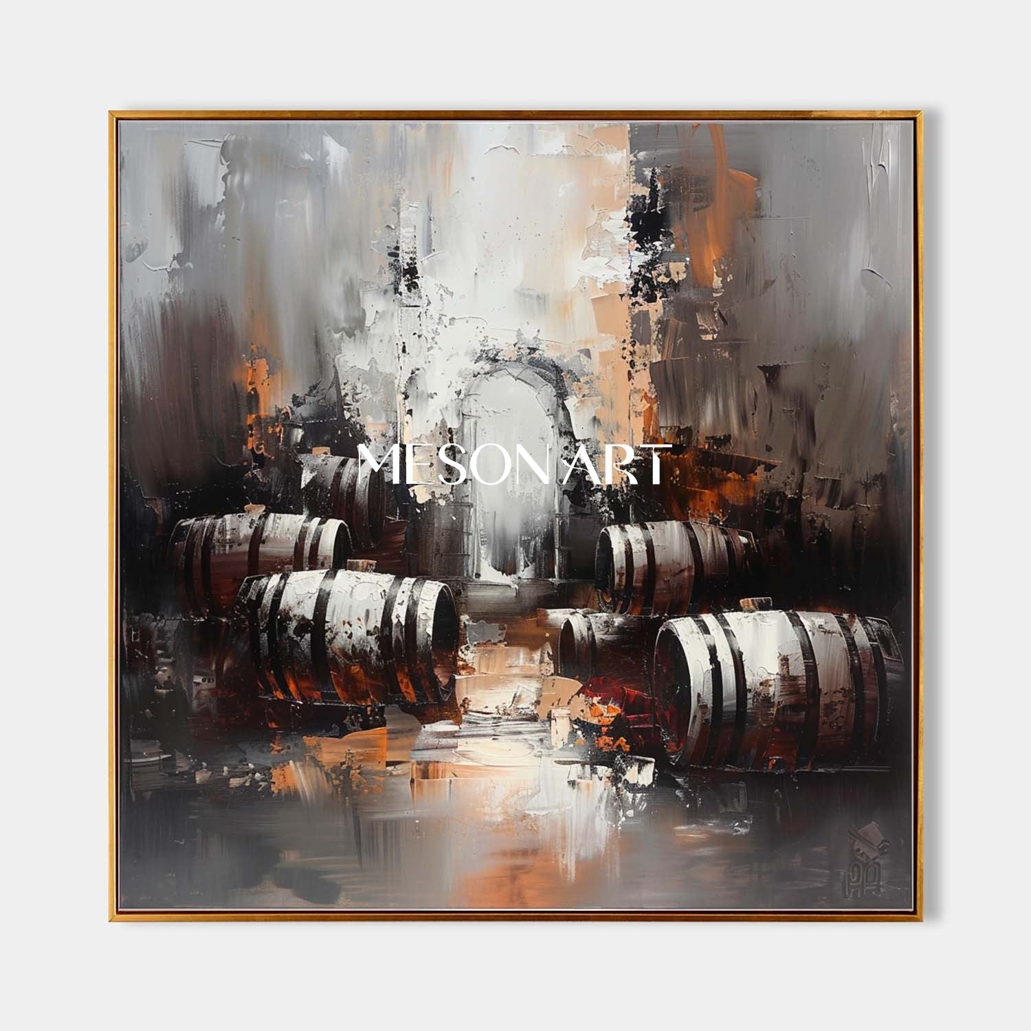 Large Red Wine Barrel Abstract Canvas Art for Sale Winery Wine Cabinet Wall Art Decoration