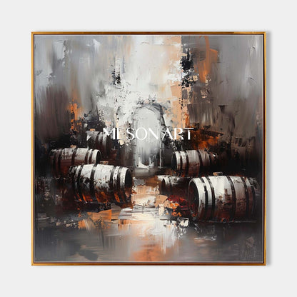 Large Red Wine Barrel Abstract Canvas Art for Sale Winery Wine Cabinet Wall Art Decoration