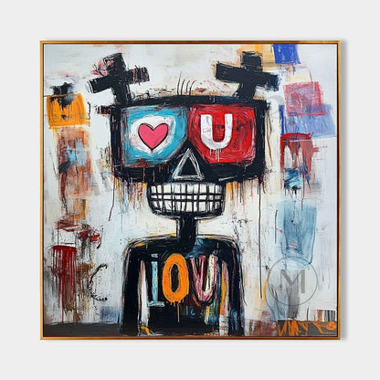 Large Love Graffiti Portrait Abstract Painting Love Graffiti Abstract Canvas Wall Art Decoration