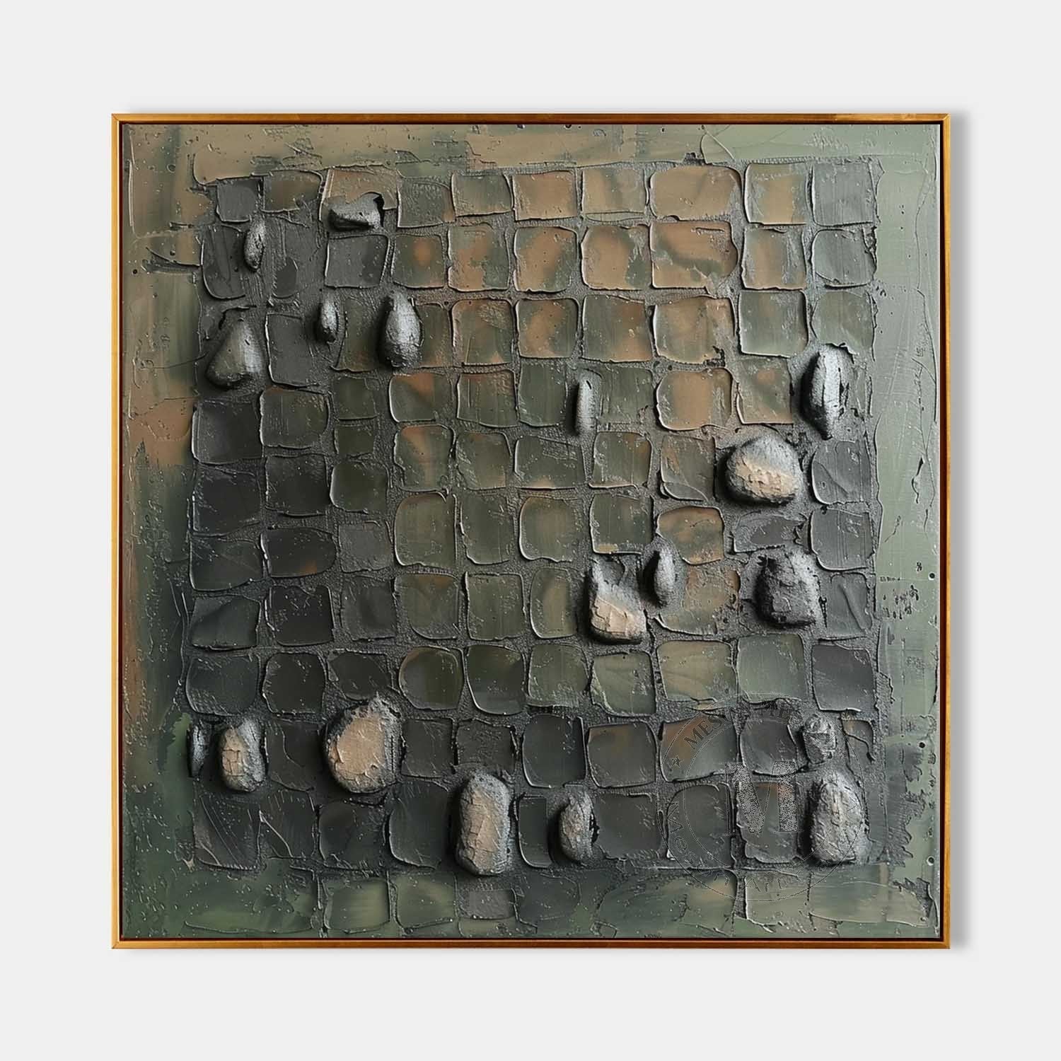 Large 3D Green Abstract Canvas Art for Sale Wabi-Sabi Wall Art Green Abstract Oil Painting