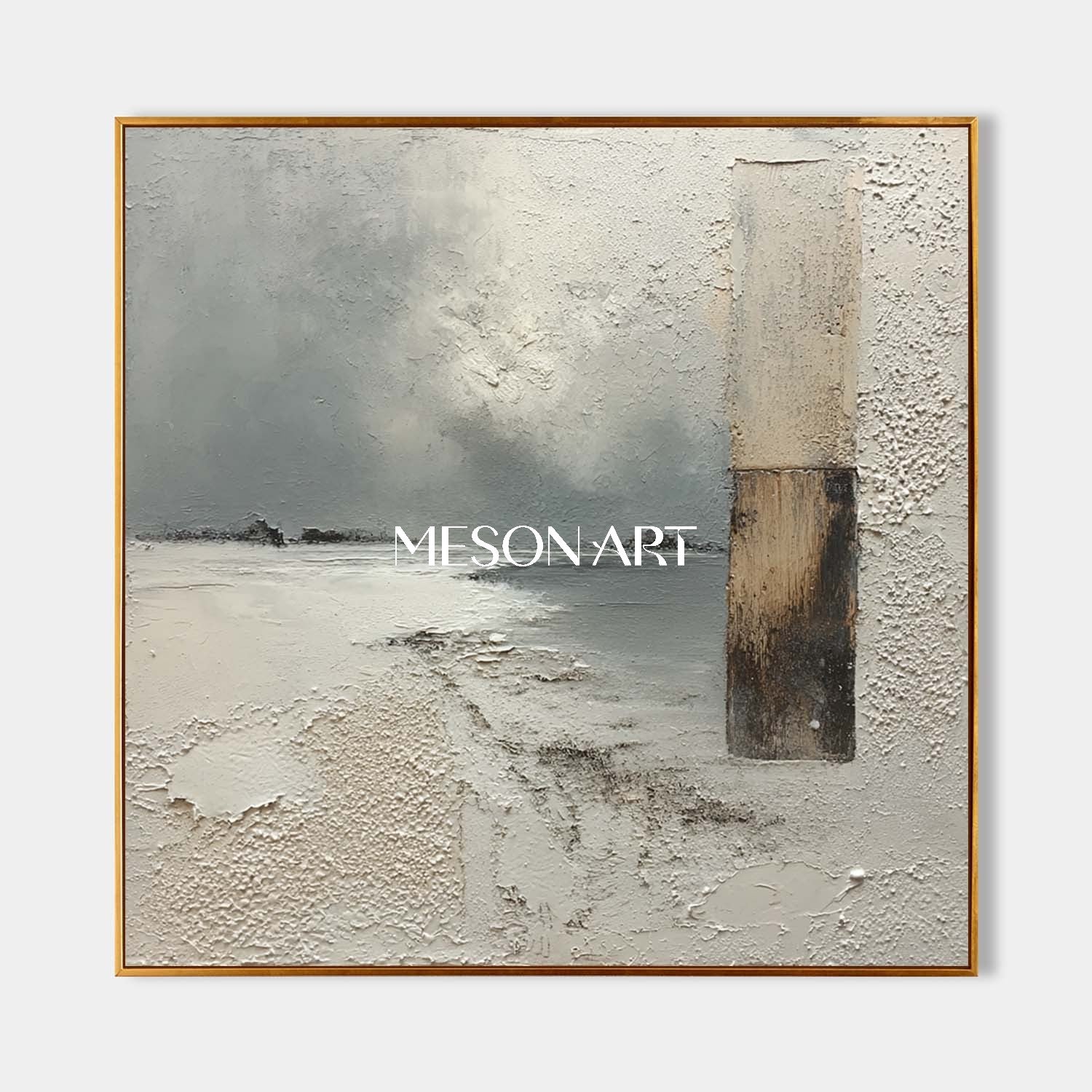 Gray Minimalist Textured Painting Wabi-Sabi Wall Art Interior Design 