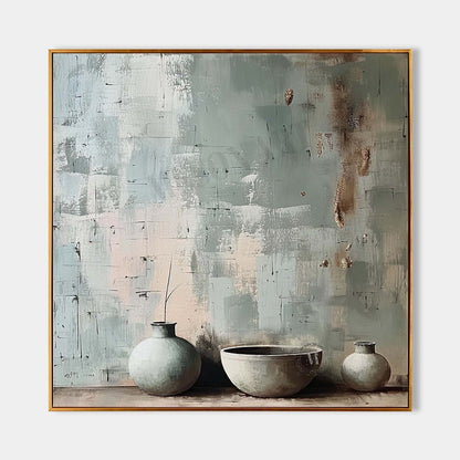 Gray Clay Pot Artwork for Sale Clay Pot Still Life Painting Gray Clay Pot Canvas Wall Art Decoration