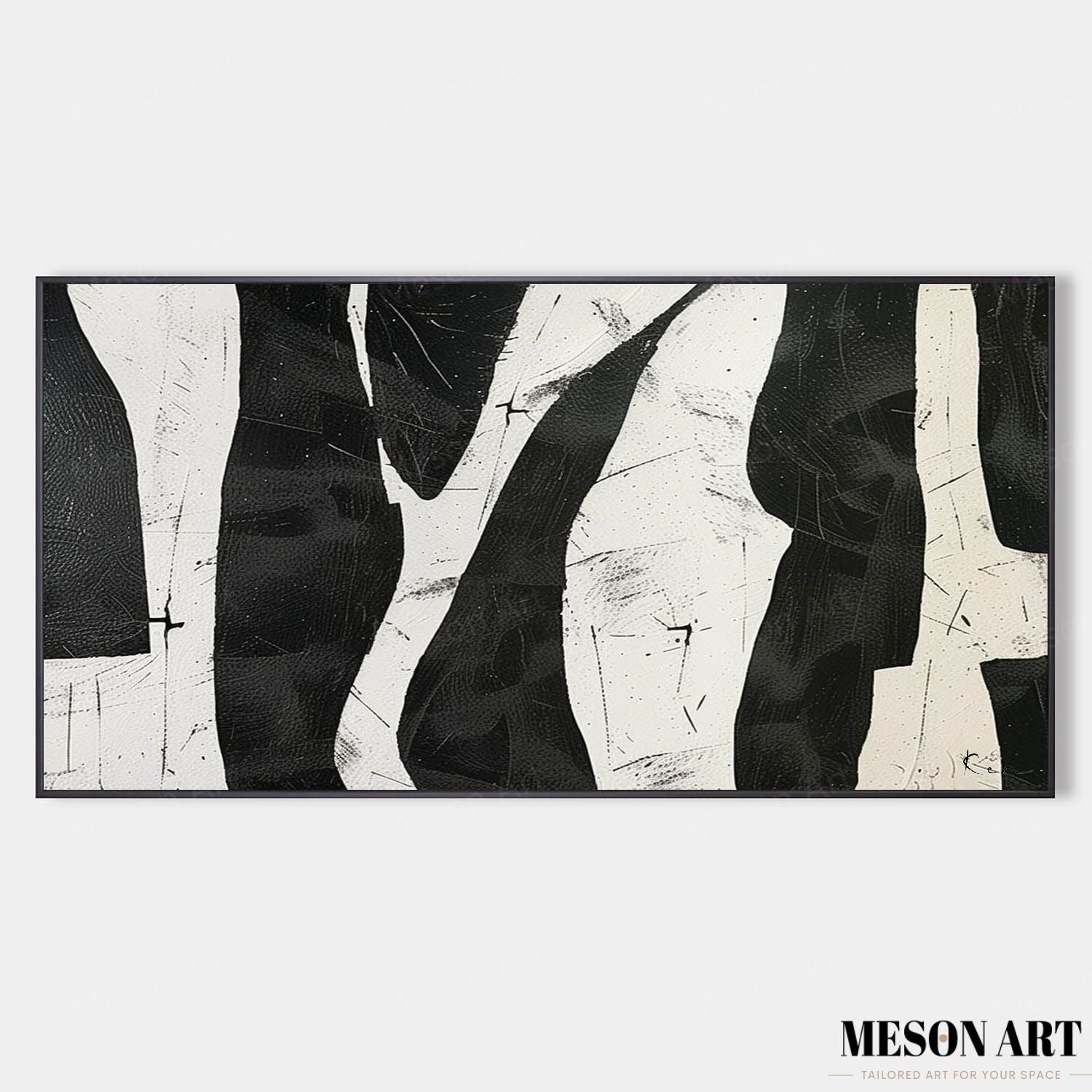 Oversized black And White Abstract Wall Art Decor Contemporary Black ...