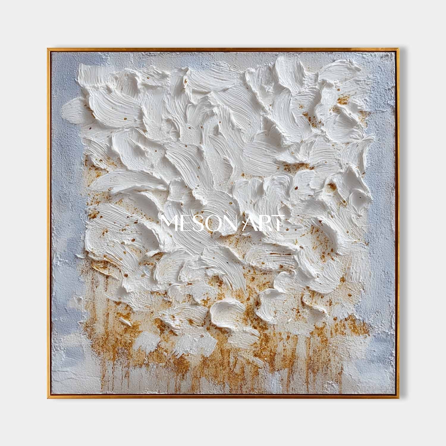 Handmade Square Modern Plaster Abstract Art Textured Canvas Bathroom