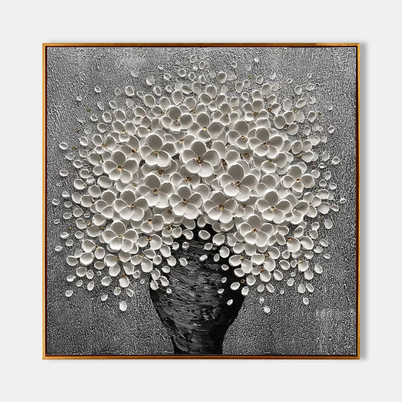 White Flowers Oil Painting White Flowers Home Wall Decor Painting White Flowers Textured Canvas Art