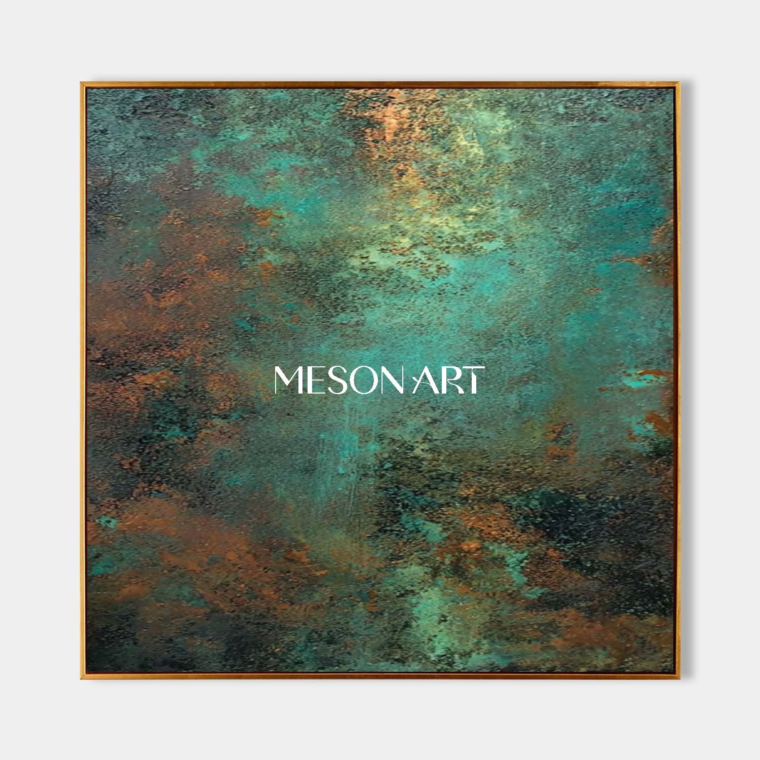 3D Green and Bronze Abstract Painting Entrance Hallway Wall Decor