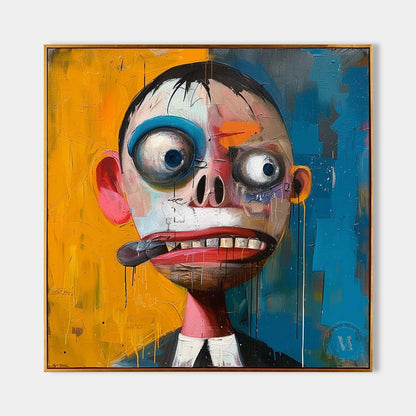 Modern Portrait Abstract Canvas Art Cool Pop Portrait Painting Male Portrait Art For Sale