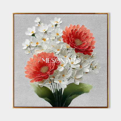 Textured Floral Canvas Wall Art for Modern Living Rooms | Mesonart Original