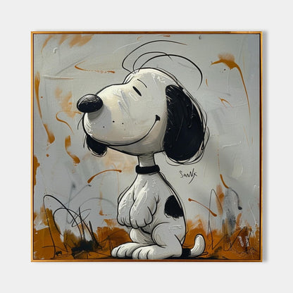 Snoopy Grafitti Art Snoopy Pop Art Abstract Painting Wall Decor Framed Large Kids Room Decor