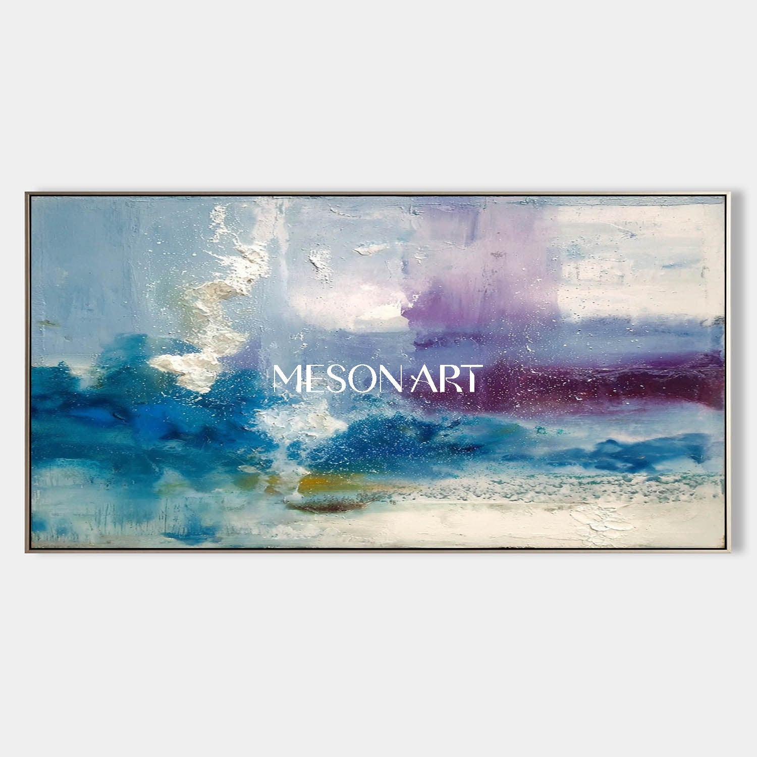 Large Wall Blue Abstract Art for Sale Blue Textured Canvas Painting