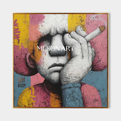 Man smoking a cigar pop abstract canvas wall art Man smoking a cigar abstract texture painting