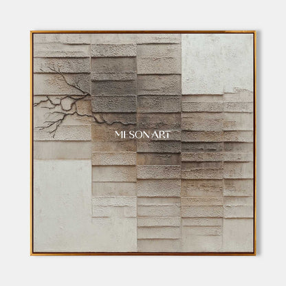 Light grey and brown painting Brown abstract texture canvas art for sale Wabi-sabi art