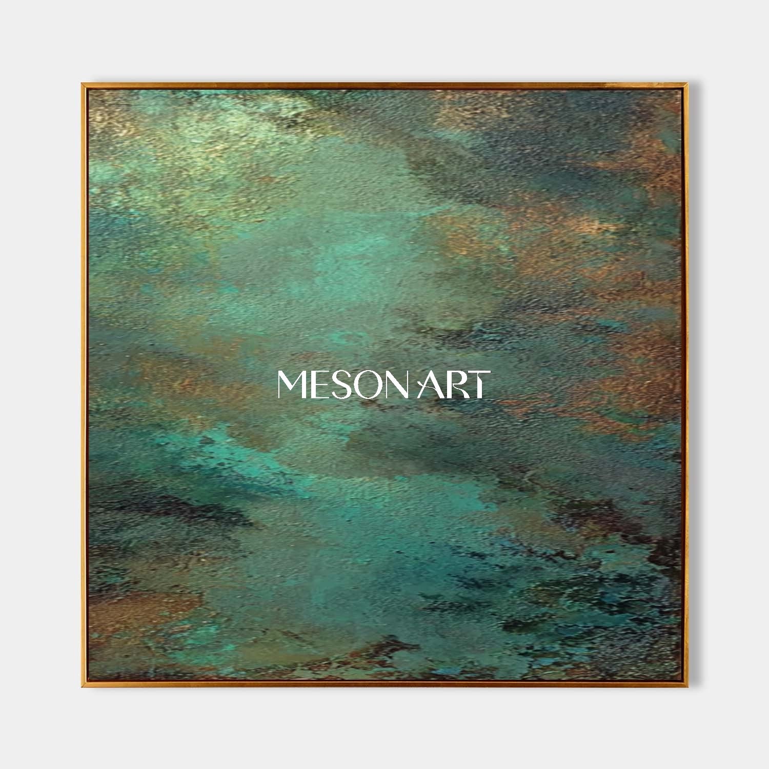Abstract Green and Bronze Texture Painting Entrance Wall Decor