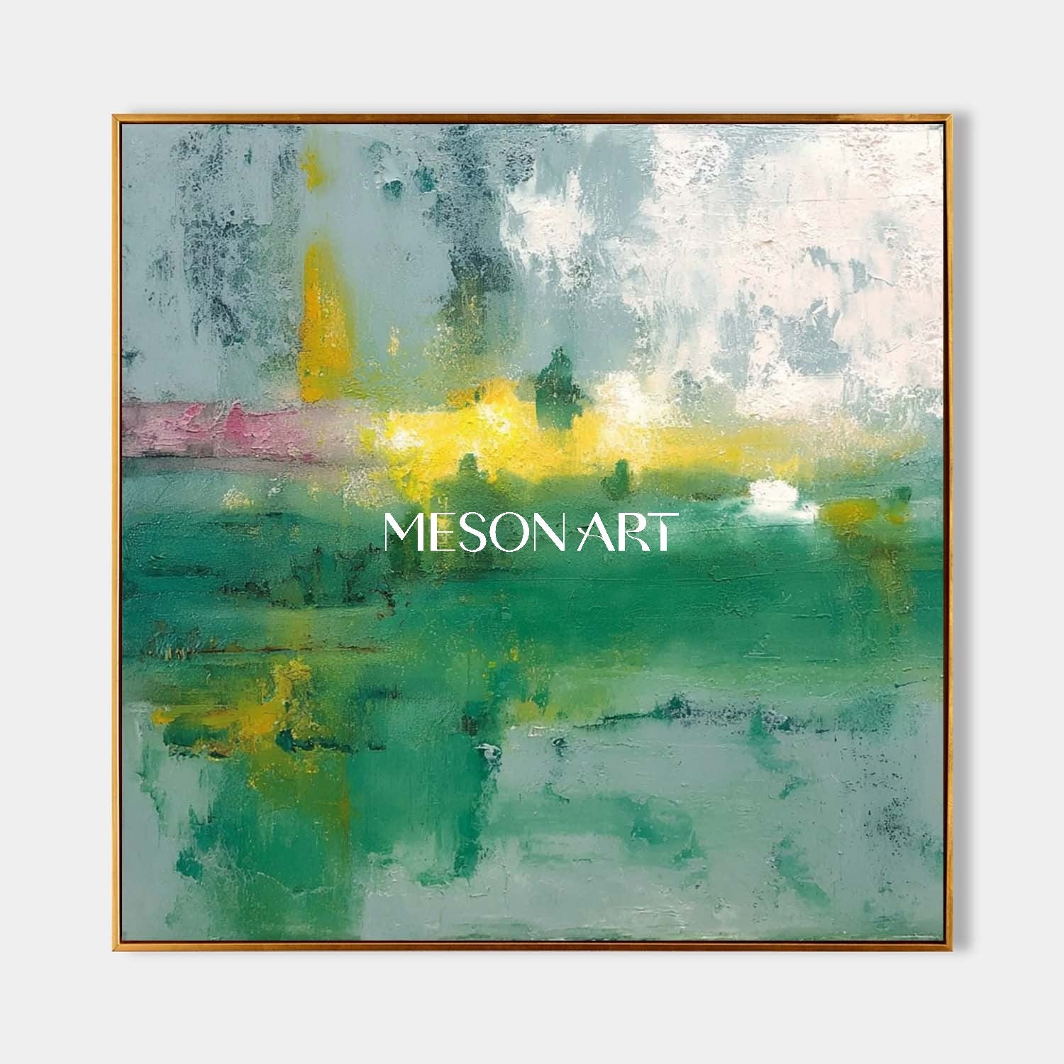 Light Green Abstract Painting Green Wall Art Decor for Entrance
