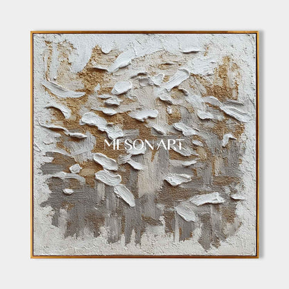 Wabi-Sabi Abstract Art Minimalist Gold Gray White Textured Canvas
