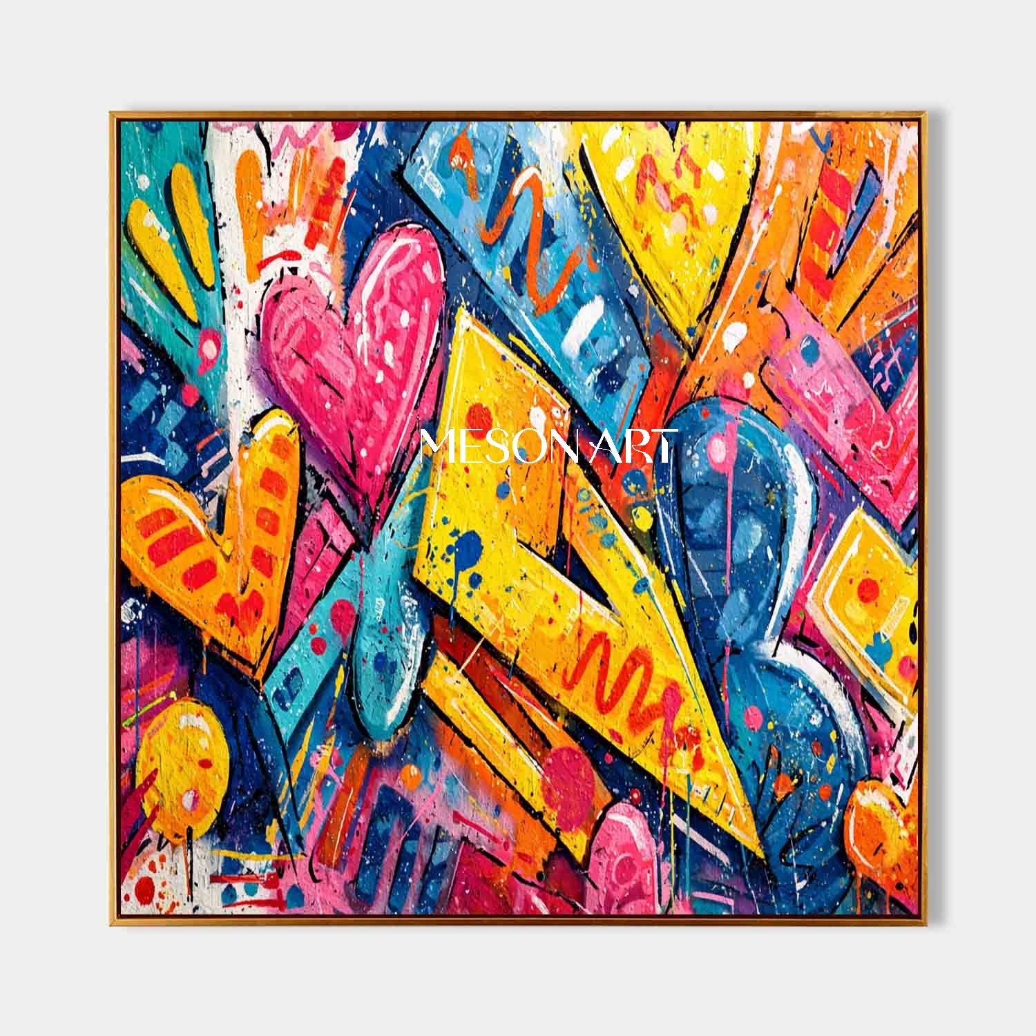 Large Love Heart Cartoon Graffiti Abstract Art Love Heart Graffiti Home Wall Art Decoration Ideas
