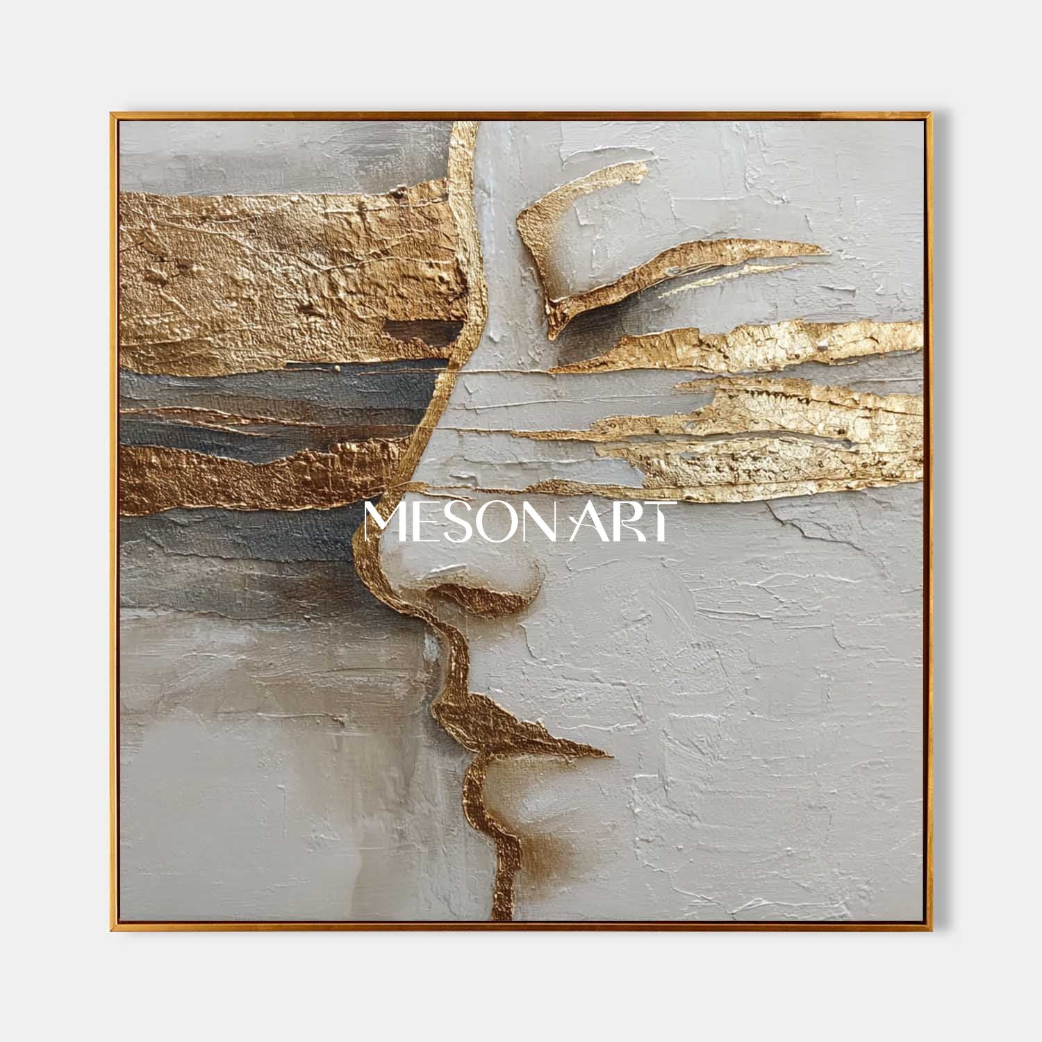 Gold and Gray Abstract Textured Wall Art Modern Textured Canvas for Home Décor