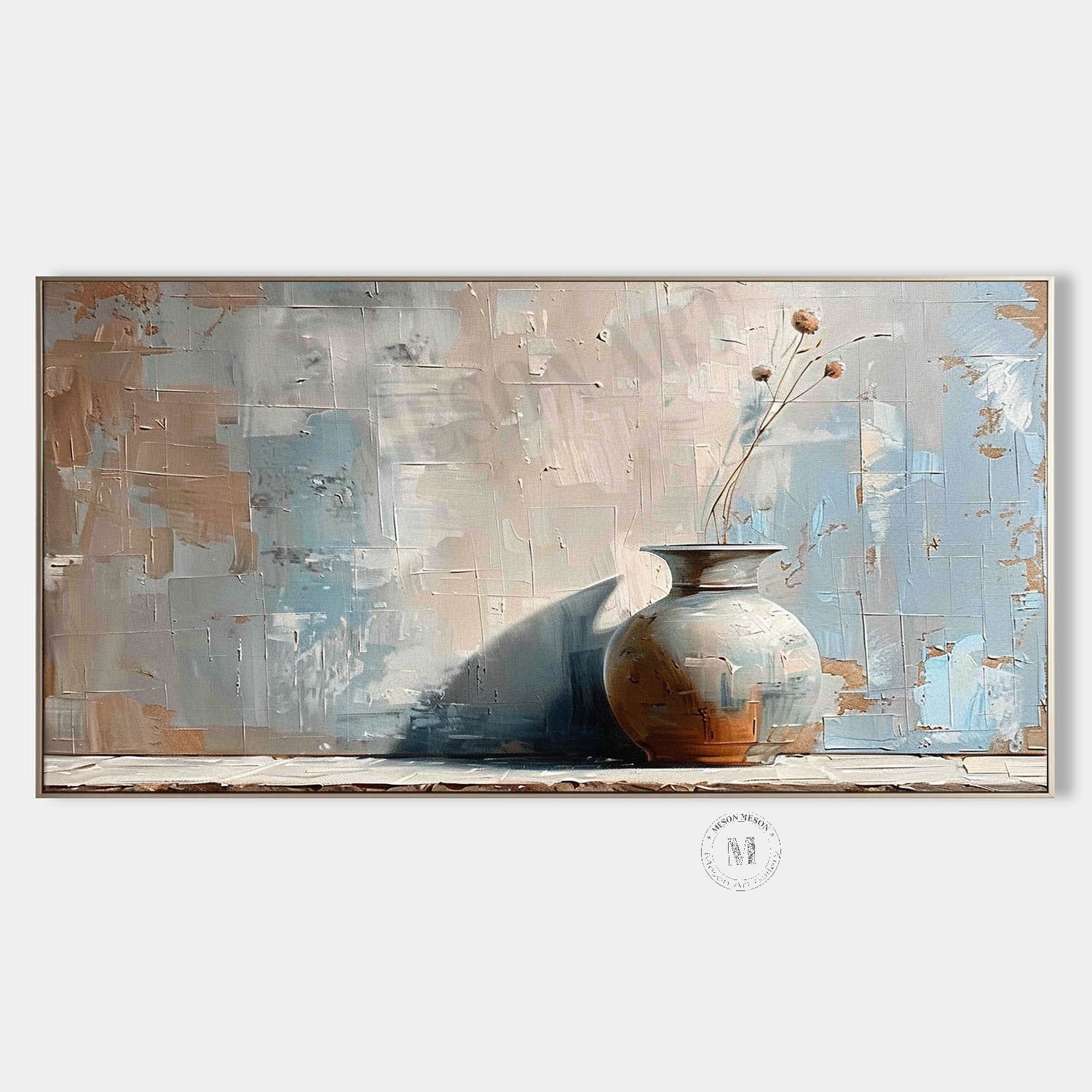 Large Clay Jar Vase Art for Sale Grey Pottery Jar Still Life Vase Painting Clay Jar Canvas Art