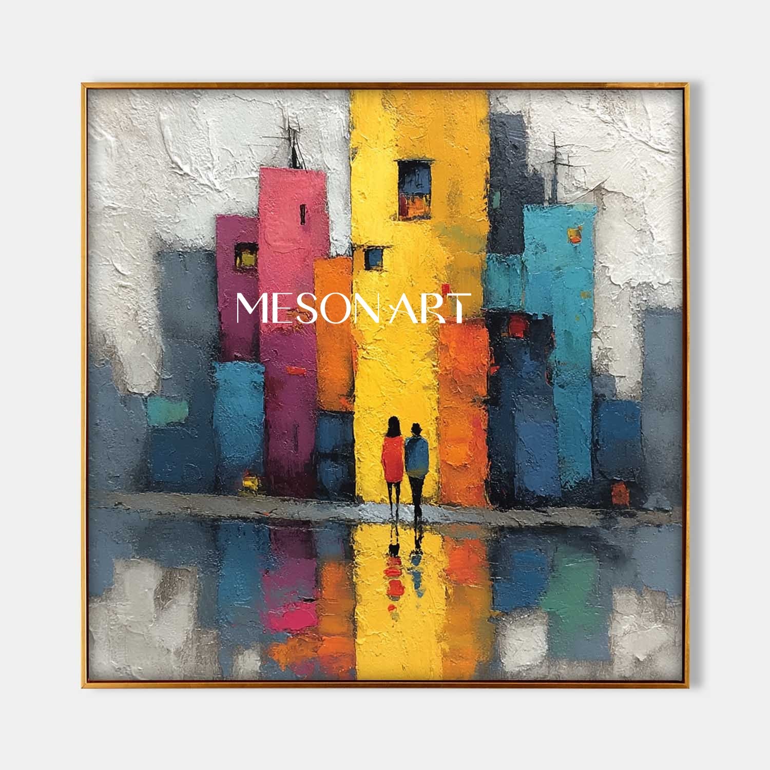 Colorful city texture paintings for sale Urban abstract canvas wall art decoration