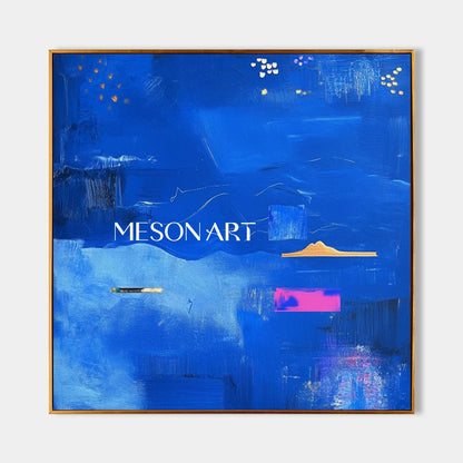Contemporary Blue Abstract Canvas Wall Art Blue Abstract Minimalist Paintings for Sale