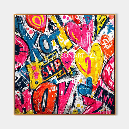 Large Love Graffiti Street Abstract Canvas Art Love Graffiti Home Art Decoration For Sale