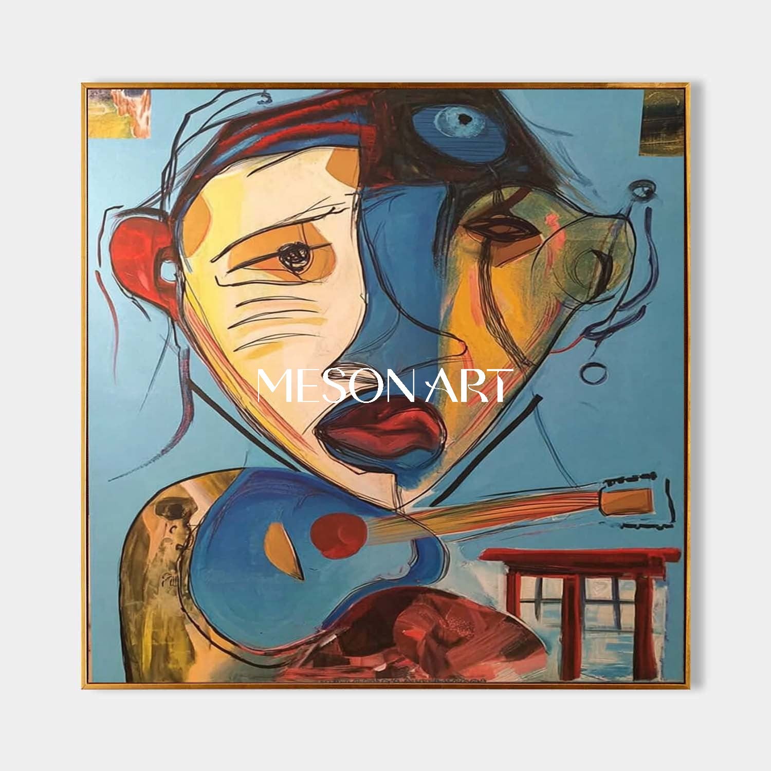 Guitarist Graffiti Abstract Art Canvas Picasso Style Abstract Painting