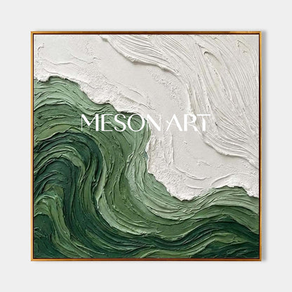 Textured Forest Green Zen Art | Organic Modern Square Painting