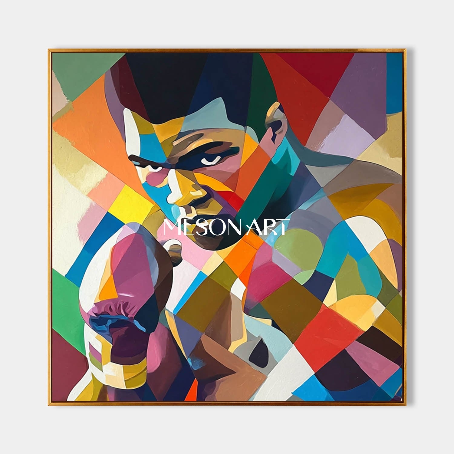 Colorful Cubist Sports Art Boxer Geometric Wall Art Abstract Painting