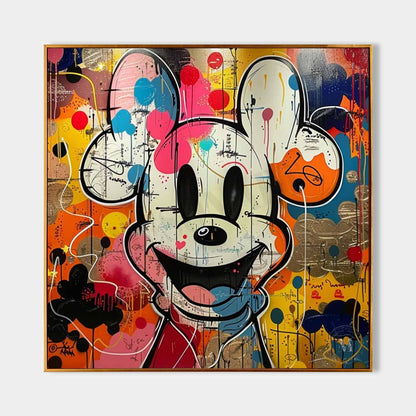 Vibrant Disney Mickey Mouse Pop Art Canvas with Colorful Ballons Graffiti Wall Canvas Party Decor for Kids Room