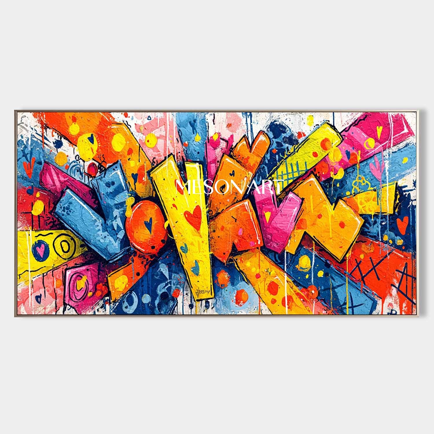 Heart shaped cartoon graffiti abstract art for sale Heart shaped graffiti wall art decoration ideas
