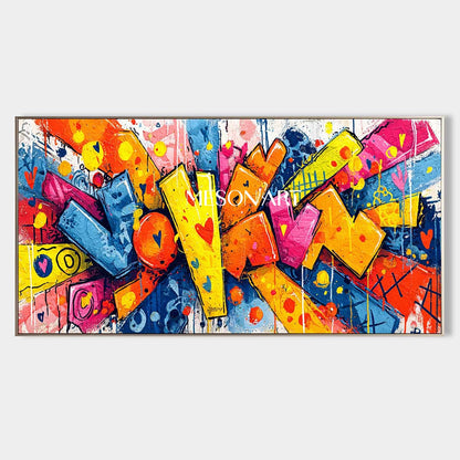 Heart shaped cartoon graffiti abstract art for sale Heart shaped graffiti wall art decoration ideas