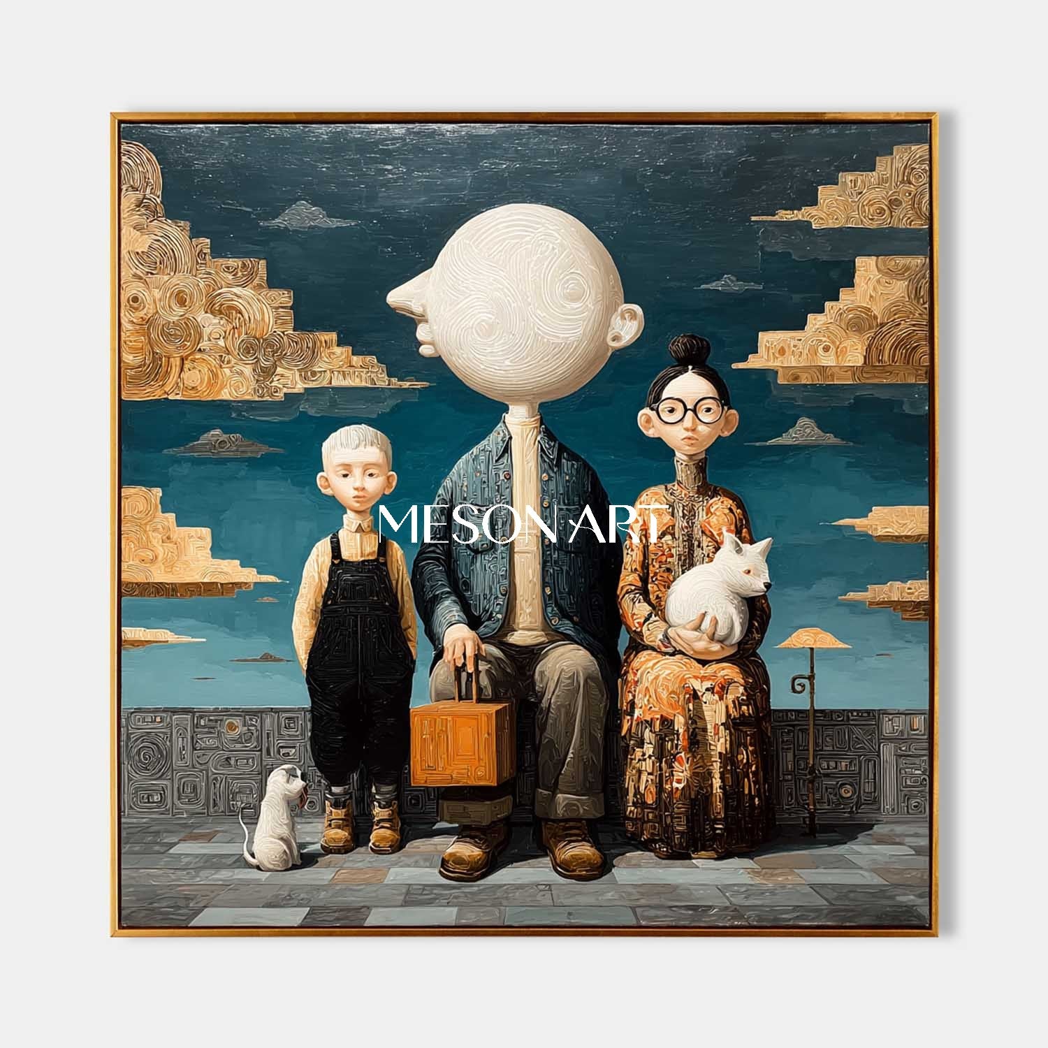 Blue Sky Surrealist Contemporary Acrylic Painting Office Wall Art On Sale