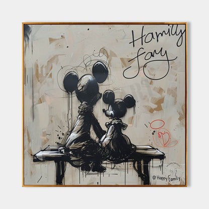 Happy Family Mickey Mouse Abstract Painting Graffiti Disney Painting Street Style Wall Art Decor