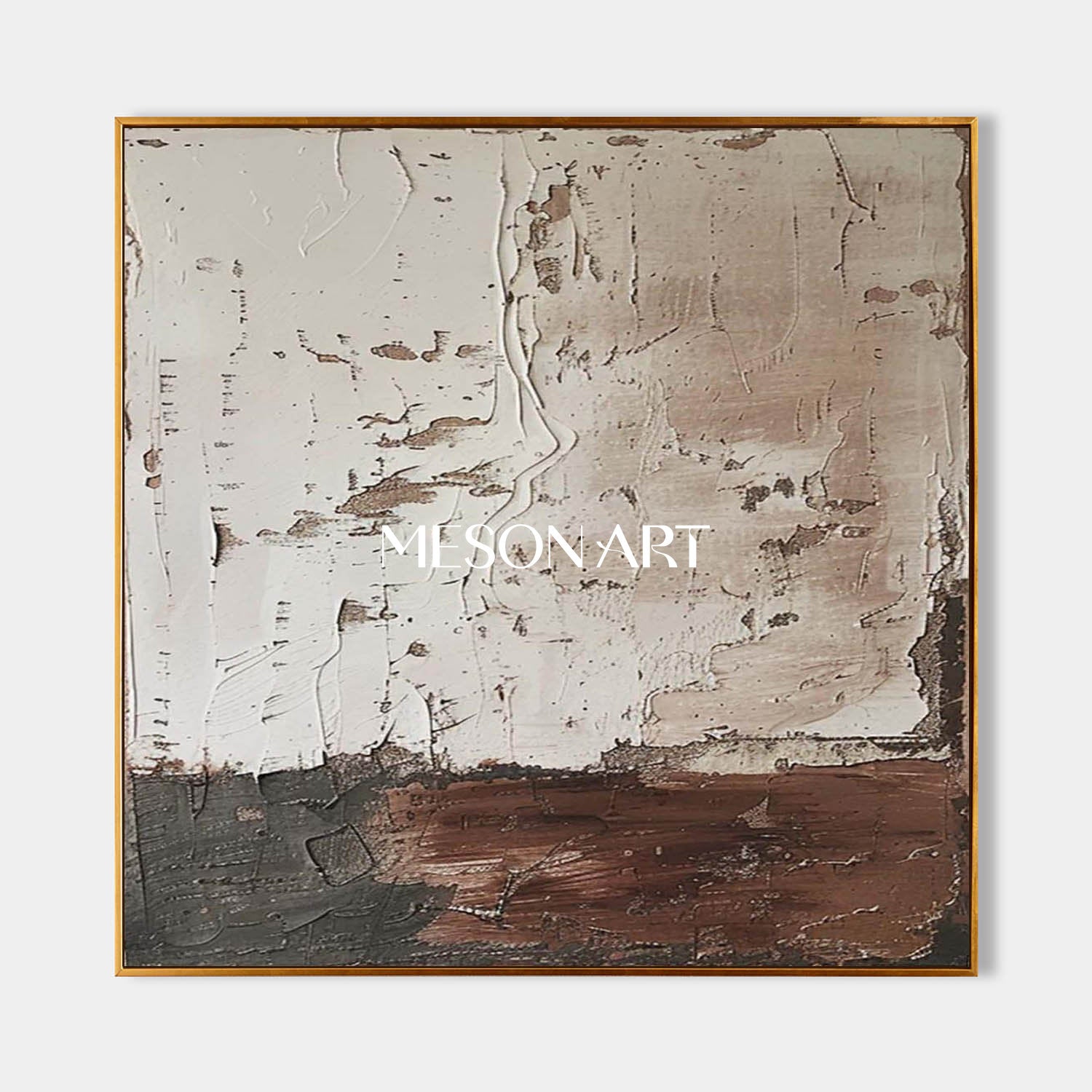 Wabi-Sabi Abstract Painting Minimalist Wall Art with Earthy Neutral Tones and Textured Layers
