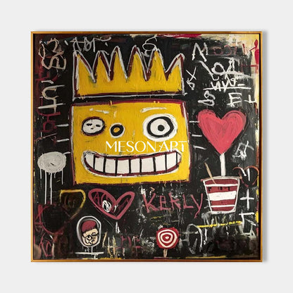 Modern Yellow Crown Abstract Graffiti Oil Painting For Office Purchase